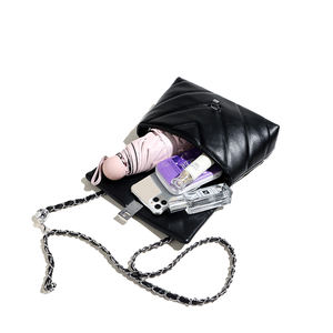 女式优雅白色绗缝斜跨PU皮革手提包小翻盖扣金属链<span class=keywords><strong>V</strong></span>斜挎包复古时尚秋季 - Product Image 6