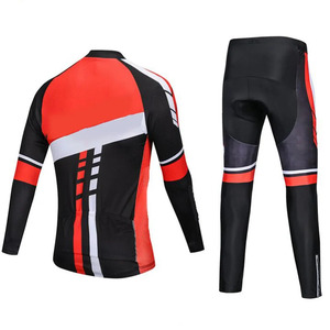 Completo Professionale Personalizzato Anti-UV Traspirante per <span class=keywords><strong>Ciclismo</strong></span>, Maglia a Maniche Lunghe e Pantaloni Lunghi, Set Invernale per Bici, Uniforme <span class=keywords><strong>da</strong></span> Ciclista per Uomo - Product Image 2