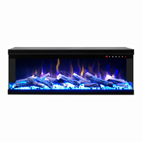 Cheminée électrique chauffante à LED à flamme multicolore extra profonde de 1500 W, 3 côtés en verre, 42 à 60 pouces, pour la décoration de la pièce