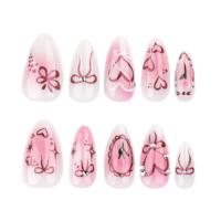 24 piezas de uñas postizas de China / uñas postizas de lujo de China, uñas postizas al por mayor para mujer, uñas postizas magnéticas en caja.