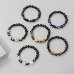 Nouvel Arrivage Transfrontalier : Bracelet pour Homme Ximang Square Tigereye avec Entretoise en Hématite, Fait Main, Extensible, Vente en Gros - Product Image 3