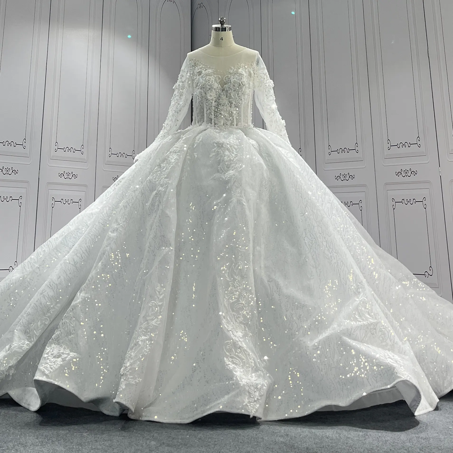 3D hoa cô dâu ăn mặc làm cỏ người phụ nữ trắng Gown Floral bán buôn 2023 cộng với kích thước Wedding gowns cho cô dâu