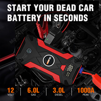 Démarreur de batterie au lithium haute capacité 29800mah 1000A pour voiture et moto, Power Bank noir et rouge