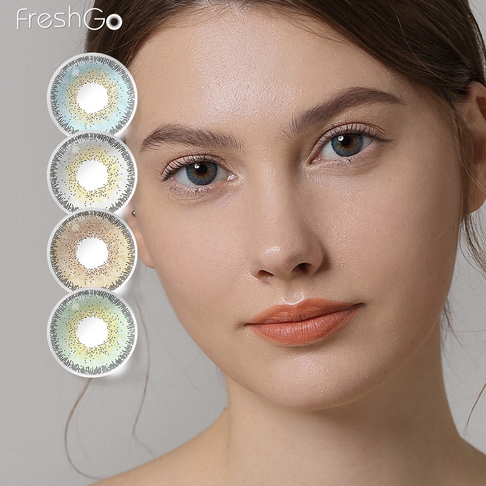 Freshgo Yearly Cheap Colored Contact Lenses 14.2mm Natural Circle Lentes De Contacto Wholesale Contacts For Blue Eyes
