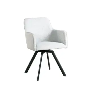 Modern döner yemek sandalyesi rahat döşemeli kare kollu yemek sandalyesi ev mobilya kumaşı Minimalist masa yemek 2 adet/ctn