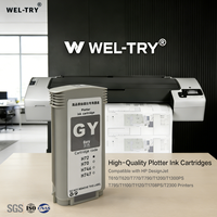 Cartucho de Tinta para Plotter WEL-TRY HP72, Tinta Completa con Chip para Impresoras HP DesignJet T610, T770, T790, T1200, T1300, T795, T1100, T2300