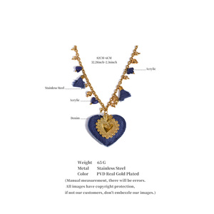 JINYOU 5111 Nuova Collana con Ciondolo a Forma <span class=keywords><strong>di</strong></span> Cuore in Tessuto Acrilico su Catena in Acciaio Inossidabile - Product Image 6