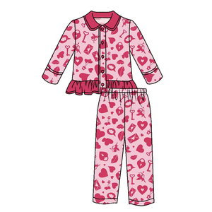 Prix de gros Nouveau style Automne/Hiver Ensembles de pyjamas boutonnés pour garçons et filles Col rond Mignons et confortables Vêtements de nuit - Product Image 4