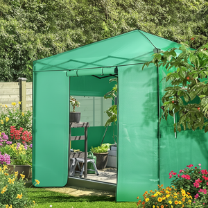 Grande serre pliable avec couverture en PE résistante aux UV, cadre métallique pliable, porte à fermeture éclair et fenêtres enroulables pour <span class=keywords><strong>le</strong></span> jardinage - Product Image 2
