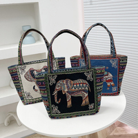 Sac à main ethnique thaïlandais en gros, sac à main en jacquard double face, broderie, sac à déjeuner, sac à main pour femme, sac à main pour usage quotidien unisexe