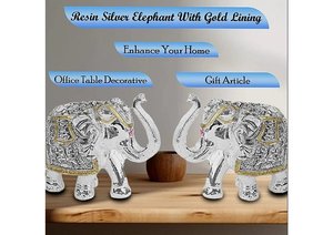 Silver Plated <b>Elephant</b> Pair Luxury Decorative <b>Elephant</b> Figurines for Home <b>Decor</b> Office Wedding Decoration Gifting Item - Product Image 3