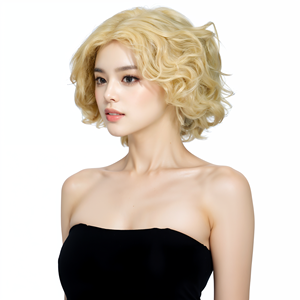 Peluca sintética <span class=keywords><strong>rubia</strong></span> corta y rizada <span class=keywords><strong>para</strong></span> <span class=keywords><strong>mujer</strong></span>, peluca de fibra resistente al calor de alta calidad <span class=keywords><strong>para</strong></span> uso diario, fiesta, <span class=keywords><strong>disfraz</strong></span> de cosplay - Product Image 2