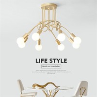 Lustre de salon en fer doré de style nordique, moderne, minimaliste, luxueux, avec éclairage LED, abat-jour en PVC, double usage pour chambre et salle à manger