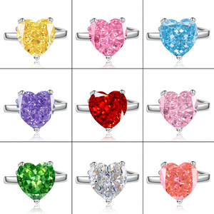 Joyería de Moda 2026, Novedades, Anillo de Cobre con Circonita Cúbica Grande de Corte Corazón de 12*12mm, Diseño para Mujer, Regalo - Product Image 1