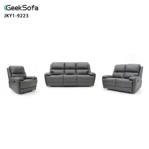 Geekfactory fabrika toptan 3 + 2 + 1 Modern hava deri manuel hareket Recliner koltuk takımı oturma odası mobilya için