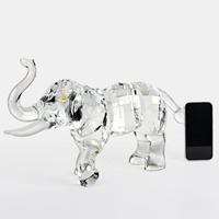 Figurine d'éléphant en cristal écologique haut de gamme personnalisée, transparente, à facettes brillantes, grand modèle animal réaliste sculpté