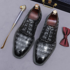 Men's handcrafted heavy-duty <b>check</b>-patterned casual shoes, made of oxford leather and genuine leather for business wear - Product Image 4