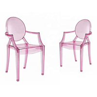 LUS-L001 Vente en gros Siècle Victoria Moderne Bras Louis Chaise Événement de mariage Acrylique Cristal Transparent Plastique Clair Fantôme Chaise