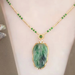 Collana con Ciondolo in Giada Hetian Verde Stile Cinese con Catena Luccicante <span class=keywords><strong>per</strong></span> Donne e Ragazze, Gioiello Portafortuna - Product Image 4