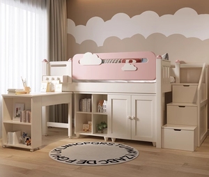 Loft multifonction durable et peu encombrant <span class=keywords><strong>Lit</strong></span> double superposé pour chambre de filles Meubles <span class=keywords><strong>en</strong></span> <span class=keywords><strong>bois</strong></span> - Product Image 6