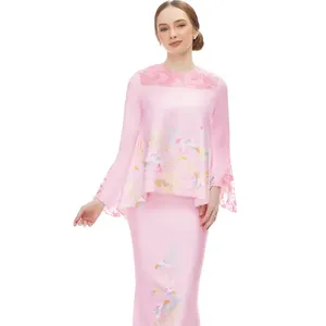 Новейшее дизайнерское платье с цветочным принтом, абайя Малайзия, баджу Курунг для Ид, Исламская одежда, мусульманская молитва, баджу кебая