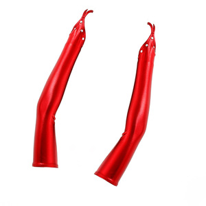 Guantes de cuero charol sexys con dedos descubiertos para adultos, ideales para juegos de pareja, guantes de avión, para actuaciones en discotecas. - Product Image 1