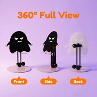 Support de téléphone universel pliable en acrylique noir fantôme d'Halloween, réglable en hauteur, personnalisable avec logo OEM