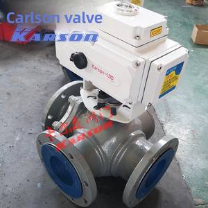 Karson Q944/45F-16C Válvula de bola eléctrica con brida de tres vías Acero al carbono Tipo L Divergente Convergente Inversión Tipo T para agua OEM - Product Image 2