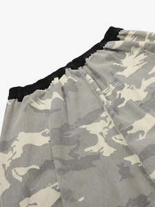 Camouflage Bermuda <b>Shorts</b> <b>Men</b> Street Style <b>Patch</b> Design Ripped Hem Elastic Waist Cotton Canvas <b>Shorts</b> - Product Image 3