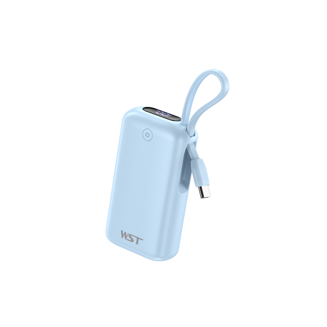 Wholesale WST 5000mah Portable Phone Power Bank Built in Cable Mini 5000mAh Power Bank with LED Digital Display for Outdoor