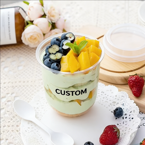 Gobelets à dessert en PP transparent à paroi simple de 34 oz (500 ml) de 90 mm, personnalisables et jetables - Product Image 6