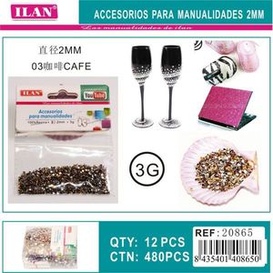 Perline di diamante Ilan da 2 mm colore caffè per la creazione di gioielli artigianali, confezione da 3 g - Product Image 1