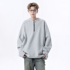 <span class=keywords><strong>Sweat</strong></span>-shirt décontracté surdimensionné personnalisé pour hommes et femmes avec fermeture éclair - Product Image 1