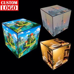 <b>Advertising</b> <b>Light</b> <b>Box</b> 4-Sided Rotating Cube <b>Light</b> <b>Box</b> Outdoor Display Printed Logo Custom Led Cube Sign <b>Light</b> <b>Box</b> - Product Image 1