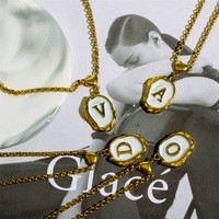 Nouveau Collier Pendentif Émail 26 Lettres Style Ins, Chaîne de Pull en Acier Inoxydable Étanche, Bijou Tendance, Idée Cadeau