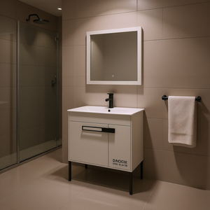 Meuble-lavabo autoportant DACIOE de 30 pouces avec lavabo et miroir, design contemporain minimaliste - Product Image 2