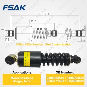 Amortiguador <span class=keywords><strong>de</strong></span> Suspensión para Cabina <span class=keywords><strong>de</strong></span> Camión 9408904519 / 9408904619 / 9583171503 / 3758900819 Compatible con Camiones Pesados Benz - Product Image 2