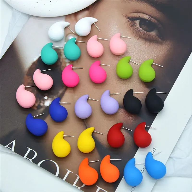 Wholesale Hot Sale Fashion Acrylic Stud Earrings Jewelry Geometric WaterDrop Candy Colorful Hoop Earrings for Women