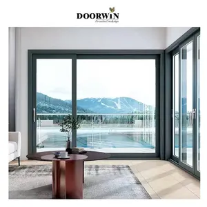 Doorwin NFRC شهادة الصين الصانع الخارجي الباب الحديثة الألومنيوم الداخلية بلا ضجة باب منزلق للفناء