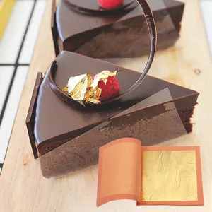 24K 8x8cm 25 sheets/booklet Genuine Edible Gold Leaf Sheets Foil Food Decoration Cake Backing Food Drink Coffee Healthy Fashion