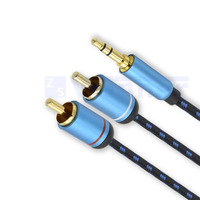 Cable Adaptador de Audio Estéreo de 3.5mm Macho a 2RCA Macho, Conectores Chapados en Oro, Certificación CE/RoHS, Metal Duradero para Smartphones y MP3