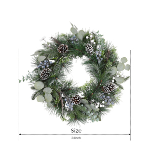 Venta al por Mayor de Coronas Navideñas Decorativas con Piñas para Colgar en la Puerta, Regalo de Navidad, Corona Artificial - Product Image 1