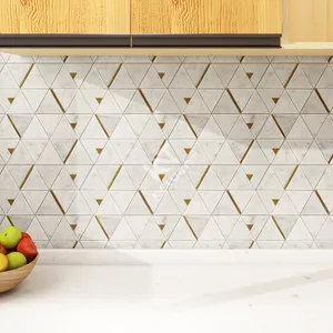 Giá thấp trắng máy bay phản lực nước tam giác Inlay đánh bóng đá cẩm thạch Gạch Mosaic