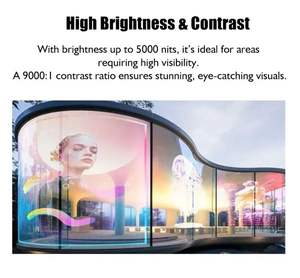 Super Slank Transparant 3d Holografische <span class=keywords><strong>Led</strong></span> Display Glazen Raam Flexibel Reclame <span class=keywords><strong>Led</strong></span> Scherm Met Zelfklevende Animatiefunctie - Product Image 2