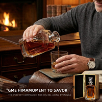 Carafe à whisky personnalisée avec logo et coffret en bois gravé – Coffret cadeau Fête des Pères pour homme – Carafe à liqueur en cristal sans plomb – Vente en gros