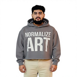 Heavyweight Acid Wash Exposed Seam Raw Hem Destroyed Cropped Unisex Grunge Custom Distressed Outdoor Hoodies for Men - Product Image 1