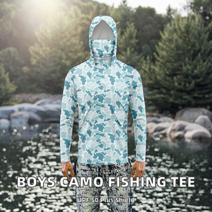 Camiseta de Pesca con Camuflaje para Niños, Protección UV UPF 50, Transpirable, de Secado Rápido, con Estampado Digital, Spandex, Poliéster, Ropa para Actividades al Aire Libre - Product Image 2