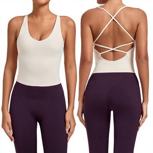 Soutien-gorge de sport personnalisé avec logo, couleur unie, sexy, dos nu, bretelles halter, col rond, maintien élevé, léger, sans coutures, séchage rapide, respirant pour femme - Product Image 2