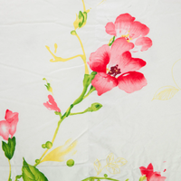Parure de Lit de Chambre à Coucher 7 Pièces, Housse de Couette Fleurs en Duvet, Draps de Lit Floral Rose Foncé, Lavage à l'Eau, Ponçage, Taille Queen