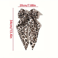 Pince à cheveux en satin léopard pour femmes et filles, barrette à gros nœud avec ruban à longue queue, accessoires pour cheveux de queue de cheval en tissu, vente en gros sur mesure